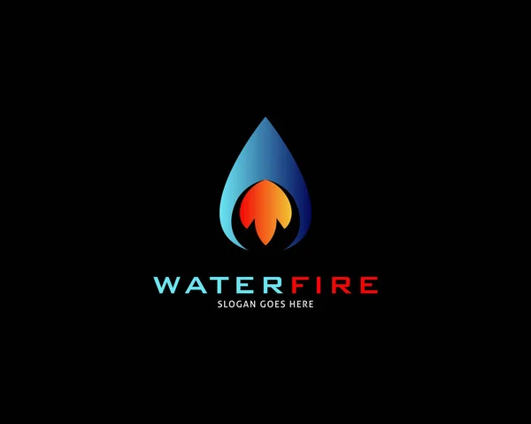 Icono Plantilla Diseño Logotipo Agua Gota Fuego — Vector de stock