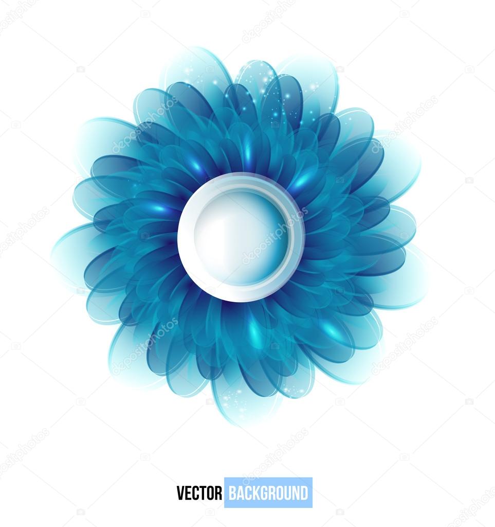 Chrysanthemum blue flower vector card.