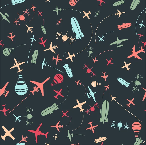 Airplanes sky set — Stock Vector