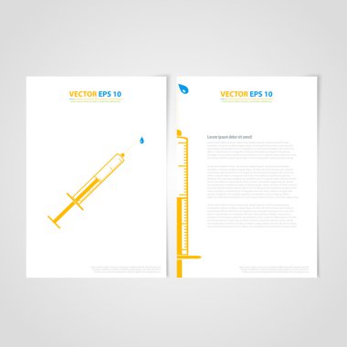 Flyer şablonu geri ve ön tasarımı. Tıbbi simgeler