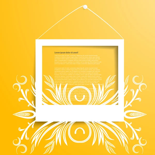 Vector white frames on the yellow wall — Stock Vector