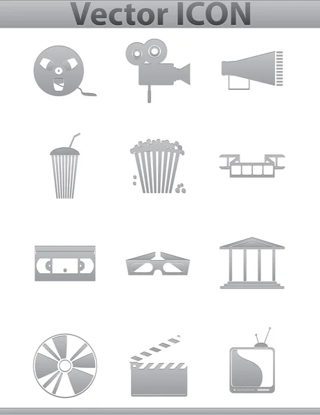 Iconos de Vector Movie. Película y cuadrados iconos grises — Vector de stock