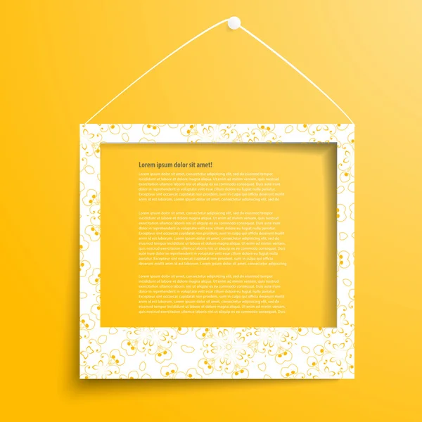 Vector white frames on the yellow wall — Stock Vector