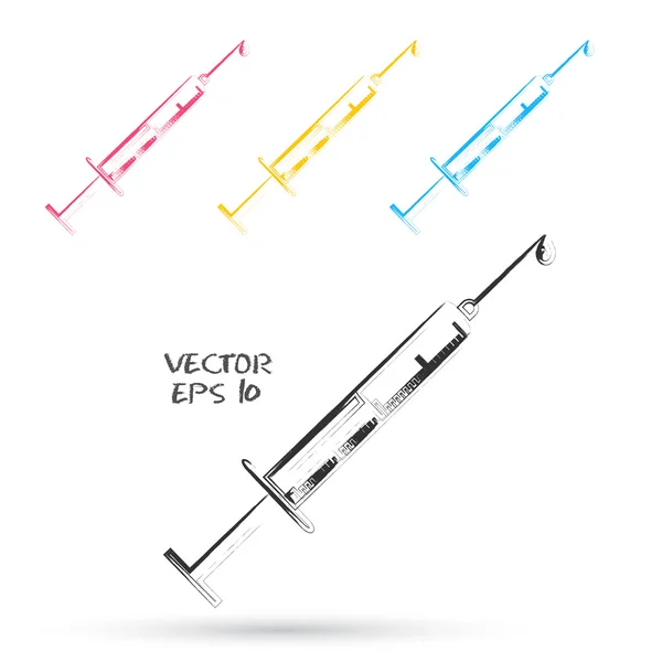 Vector sketch style of syringe icons. — Stock Vector