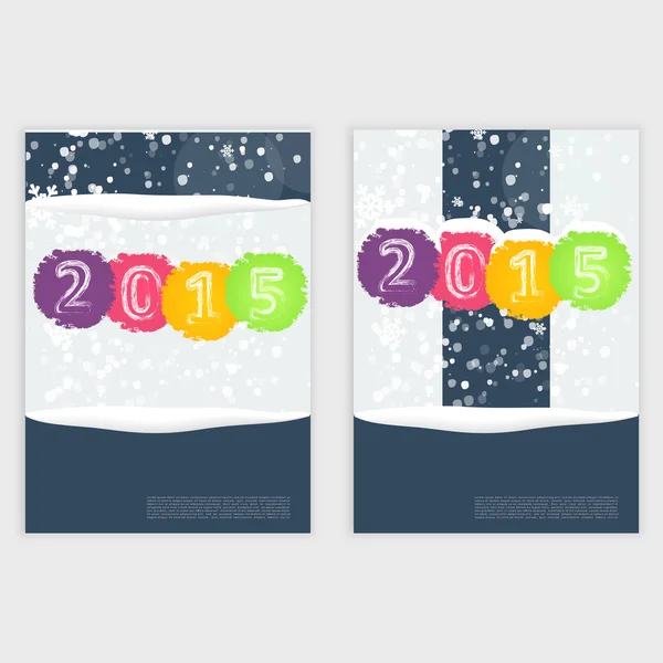 Las tarjetas de Año Nuevo 2015 con los círculos de colores — Vector de stock