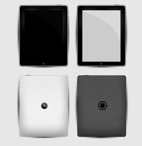 Vector Black abstract tablet pc op wit. — Stockvector