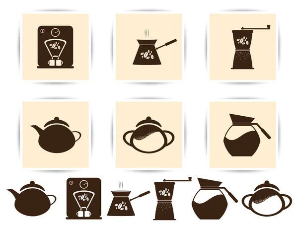 Printvector καφέ καφέ εικονίδια σύνολο και café εικονίδιο — Διανυσματικό Αρχείο