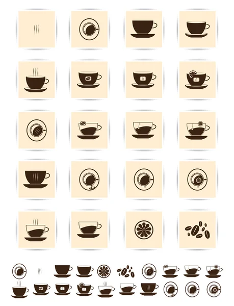 Ensemble d'icônes de café brun vectoriel. Icône café tasse — Image vectorielle