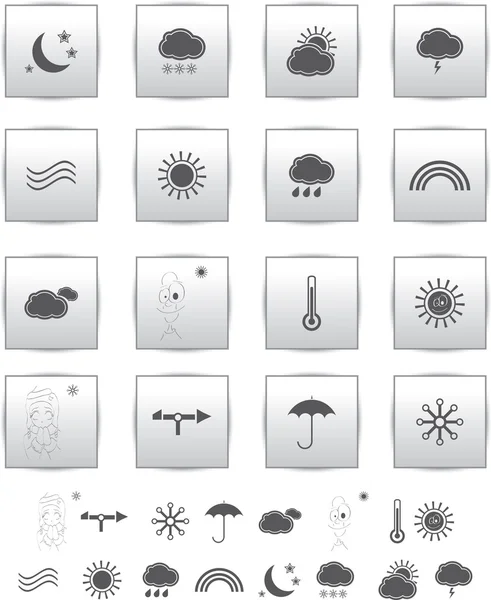 Iconos meteorológicos vectoriales. web llustration gris . — Vector de stock