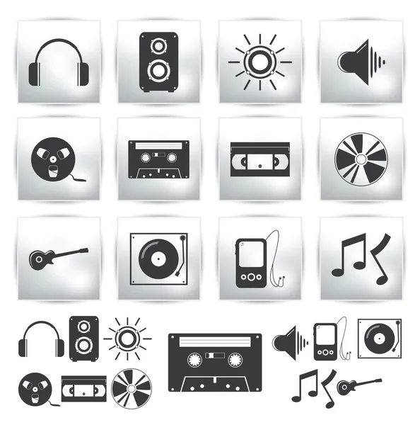 Vector icons set. Muziekgeluid — Stockvector