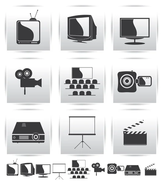Vector Movie Symbole. Film und Quadratgrau — Stockvektor