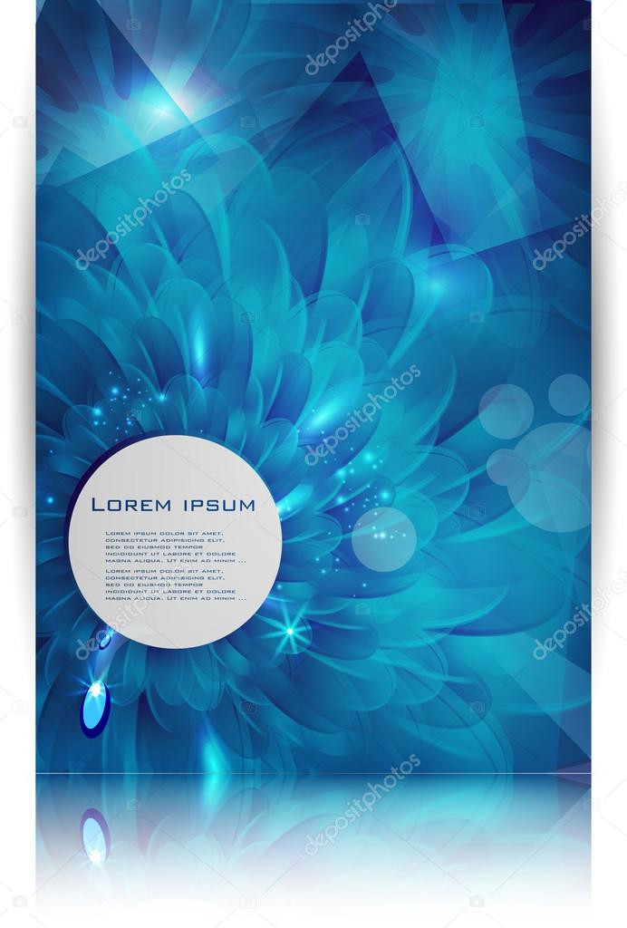 blue flower vector card.  abstract water