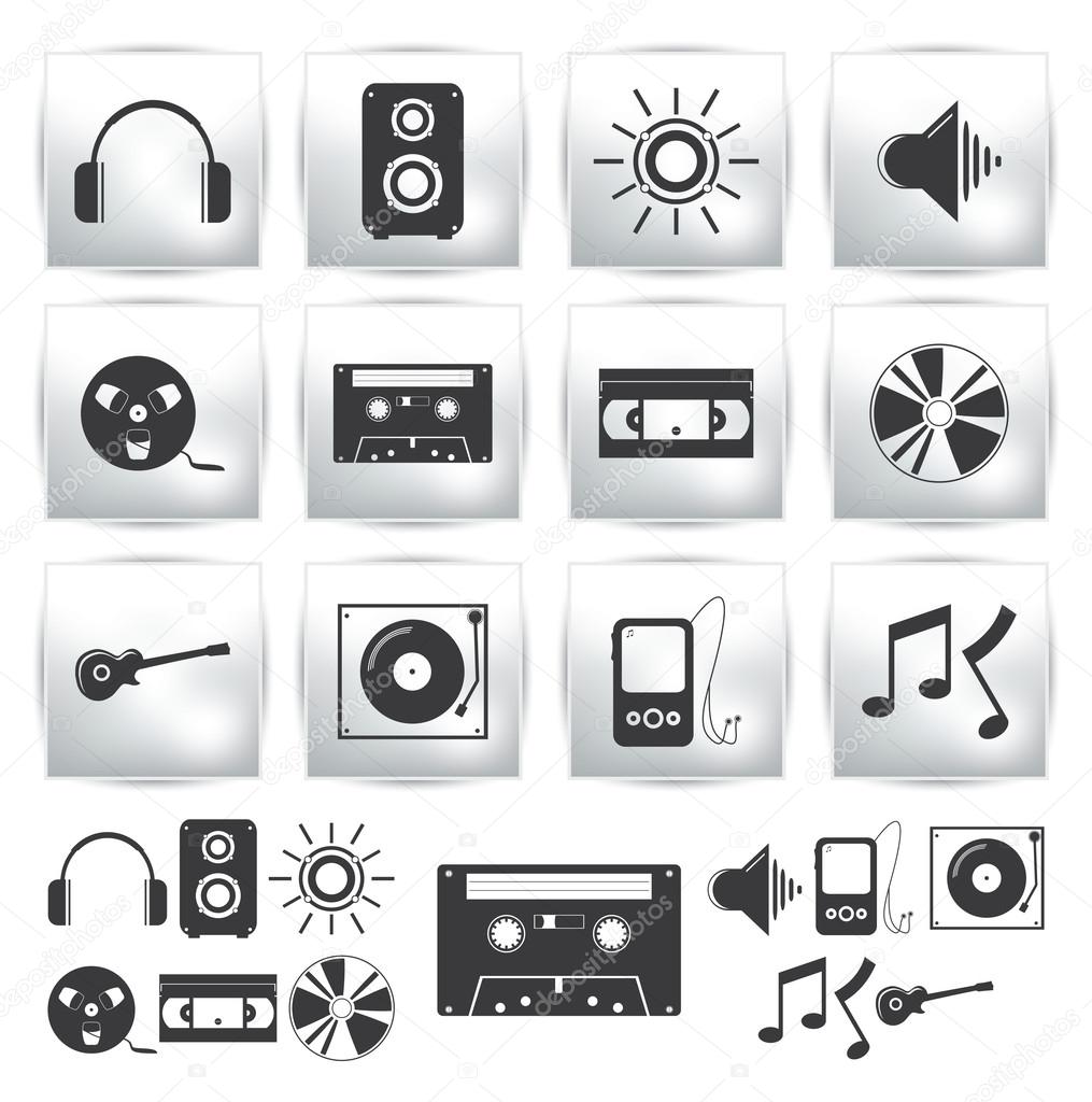 Vector icons set . Music sound