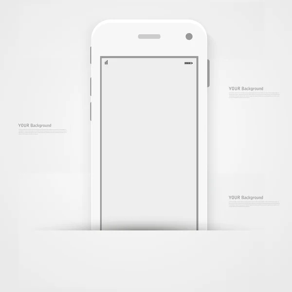Smartphone mit isolierten. realistisches Weiß — Stockvektor