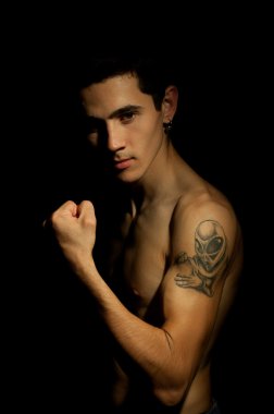 A man showing the biceps