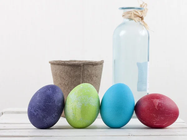 Easter eggs on white background  composition — Stock Photo, Image