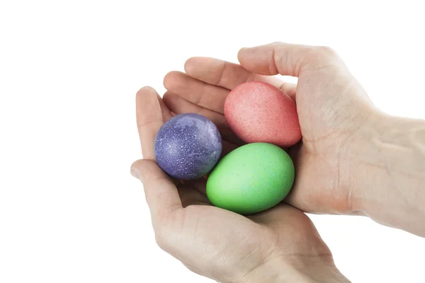 Male hands holding Easter eggs — Stock Photo, Image
