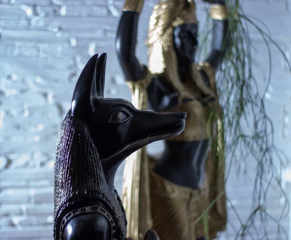 Νεκρή Ζωή Αγαλμάτων Της Μυθολογίας Jackal Anubis Inpu Anup Και — Φωτογραφία Αρχείου