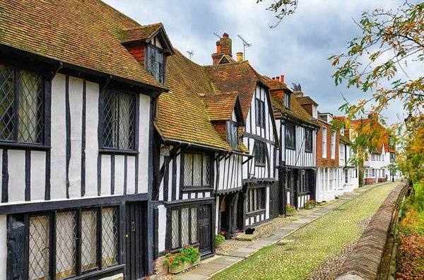 Straat van schilderachtige huizen in Rye. — Stockfoto