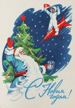 Noel için Sovyet kartpostal