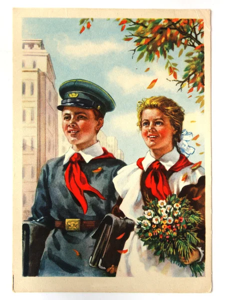 Soviet postcard — Stock Photo, Image