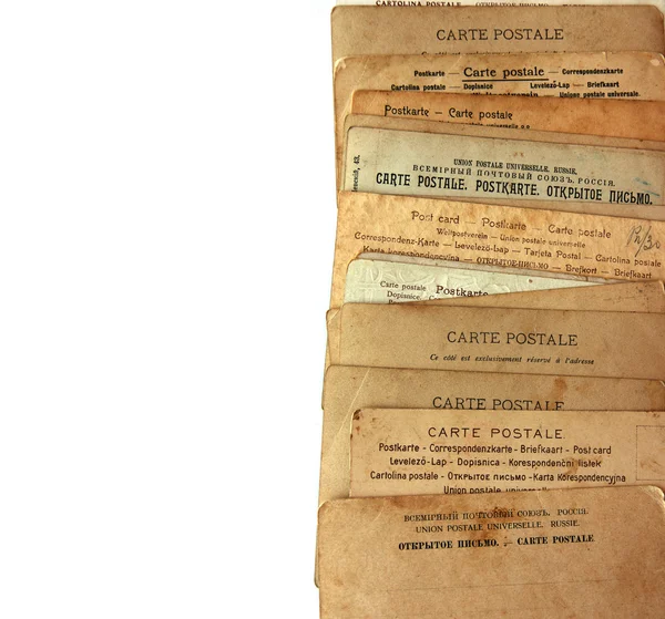 Rear view of ancient post cards — Stock Photo, Image