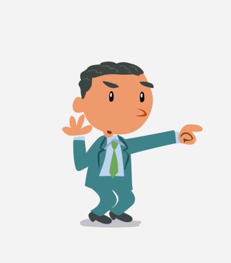 Şaşırtıcı çizgi film karakteri iş adamının bir şeye işaret ediyor.