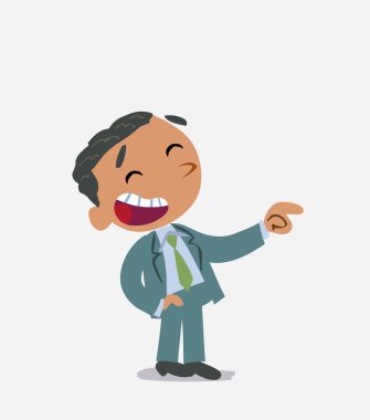 Çizgi film karakteri gülerken onun tarafını gösteriyor.