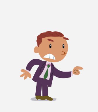 Çizgi film karakteri iş adamının saldırganca bir şey göstermesi