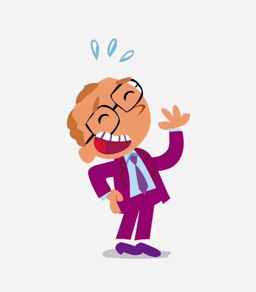 Personaje Dibujos Animados Hombre Negocios Riendo Felizmente — Vector de stock