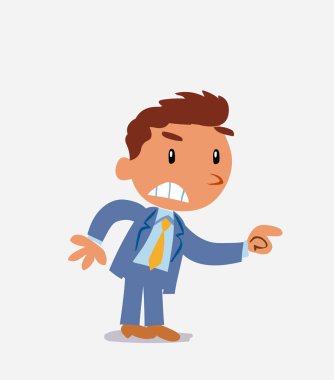 Çizgi film karakteri iş adamının saldırganca bir şey göstermesi