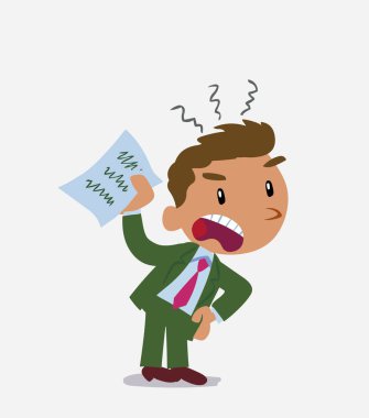 Bir belgeyi öfkeyle sallayan işadamı