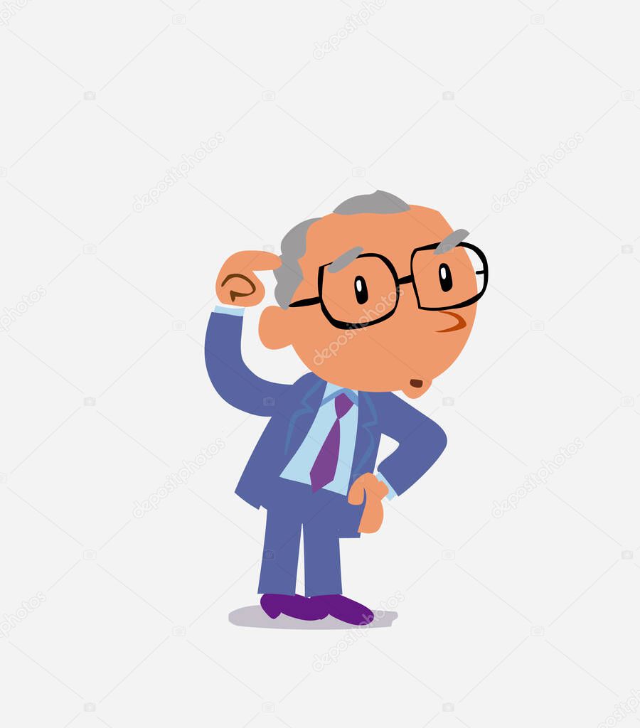 funny cartoon character of businessman doubting