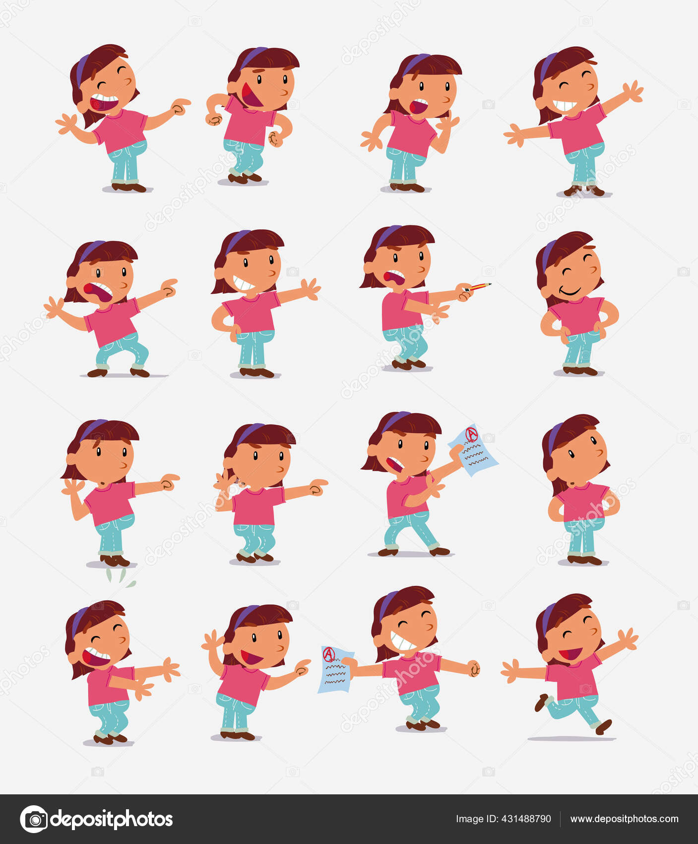 Cartoon Character White Little Girl Set Different Postures Stock Vector Image by ©artesaniadigital #431488790 Cartoon Character White Little Girl Set Different Postures Stock Vector Image by ©artesaniadigital #431488790