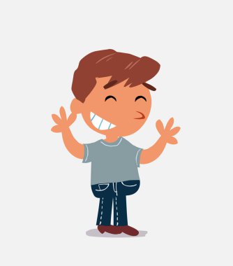 Kot pantolon giymiş küçük bir çocuğun çizgi film karakteri.