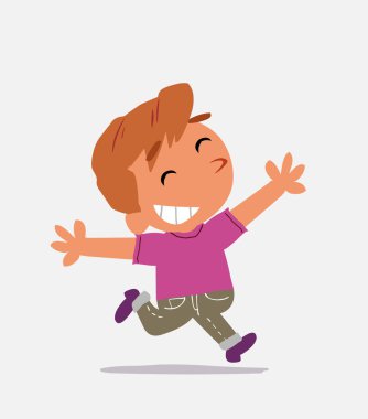 Kot pantolonlu küçük bir çocuğun mutluluktan uçtuğu bir çizgi film.