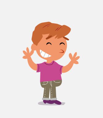 Kot pantolon giymiş küçük bir çocuğun çizgi film karakteri.