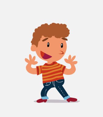 Kot pantolon giymiş küçük bir çocuğun çizgi film karakteri