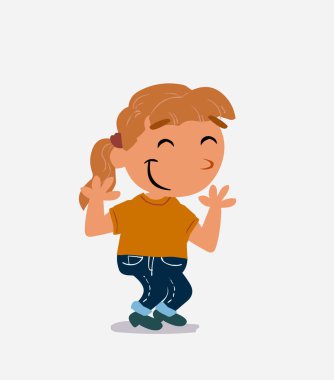 Kot pantolonlu küçük kız karakteri biraz utangaçtır.