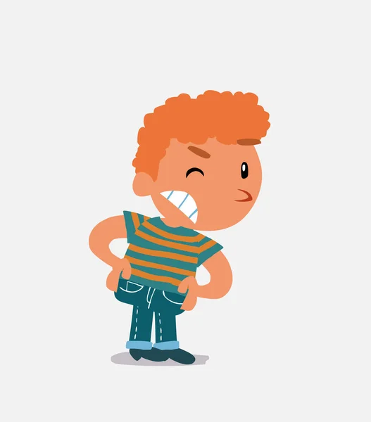 Personaje Dibujos Animados Niño Jeans Sospechando Algo Malo — Vector de stock