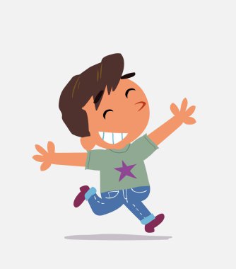 Kot pantolonlu küçük bir çocuğun mutluluktan uçtuğu bir çizgi film.