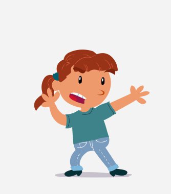 Çizgi film karakteri, kotlu küçük bir kızın kızgın tartışması.