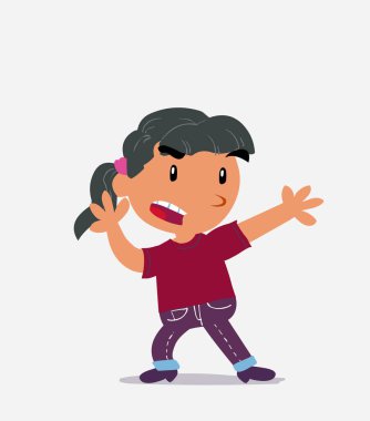 Çizgi film karakteri, kotlu küçük bir kızın kızgın tartışması.