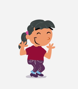 Kot pantolonlu küçük kız karakteri biraz utangaçtır.