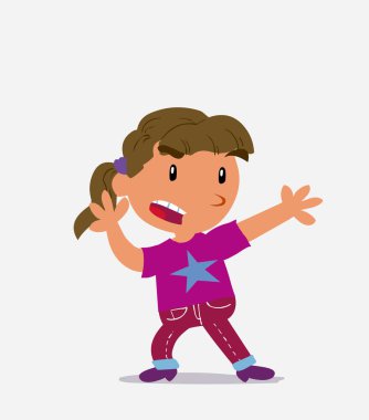 Çizgi film karakteri, kotlu küçük bir kızın kızgın tartışması.