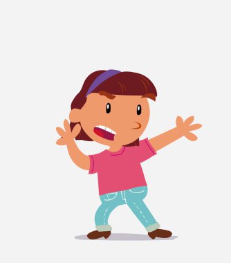 Çizgi film karakteri, kotlu küçük bir kızın kızgın tartışması.