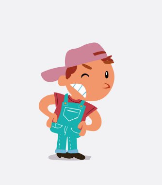 Çizgi film karakteri kot pantolonlu çocuk bir şeylerden şüpheleniyor.