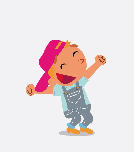 Eufórico Personaje Dibujos Animados Niño Jeans — Vector de stock