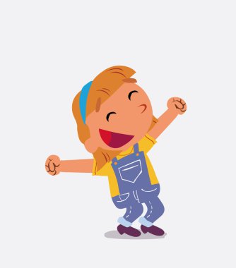 Kot pantolonlu küçük bir kızın öforik çizgi film karakteri