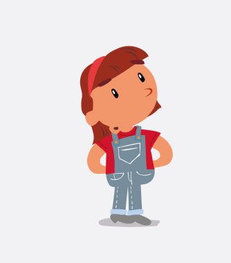 Çizgi film karakteri, kot pantolonlu küçük bir kız.